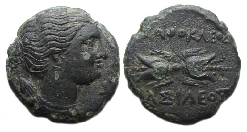 Syracuse Sicily under Agathokles Ae : Winged Thunderbolt