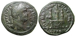 Caracalla Ae : Marcianopolis : Eagle on Column, all on Altar
