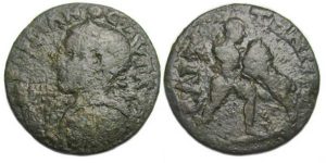 Gordian III Ae : Saitta Lydia : Herakles Wrestling Nemean Lion