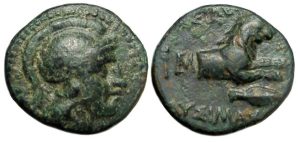 Lysimachos, King of Thrace Ae : Athena / Forepart of Lion
