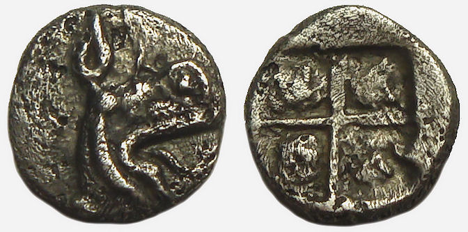 Teos Ionia AR Tetartemorion : Head of Griffin : 6mm